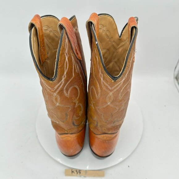 Laredo Men Size 10D 91490 Brown Two Color Leather Rodeo Cowboy Western Boot - Picture 9 of 14